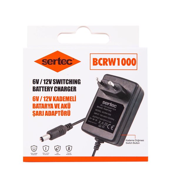 Sertec BCRW1000 6V/12V 1A Kademeli Batarya ve Akü Şarj Adaptörü Sertec BCRW1000 6V/12V 1A Kademeli Batarya ve Akü Şarj Adaptörü