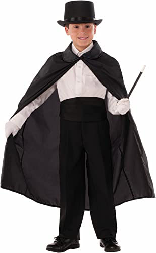 Sihirbaz Pelerini 90 cm ve Sihirbaz Şapkası Siyah Renk Çocuk Boy  (CLZ)