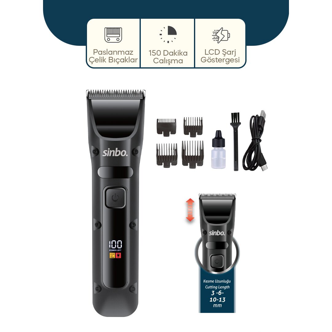 USB ŞARJLI - LCD GÖSTERGELİ SAÇ - SAKAL KESME TRAŞ MAKİNESİ SHC-1911 USB ŞARJLI - LCD GÖSTERGELİ SAÇ - SAKAL KESME TRAŞ MAKİNESİ SHC-1911