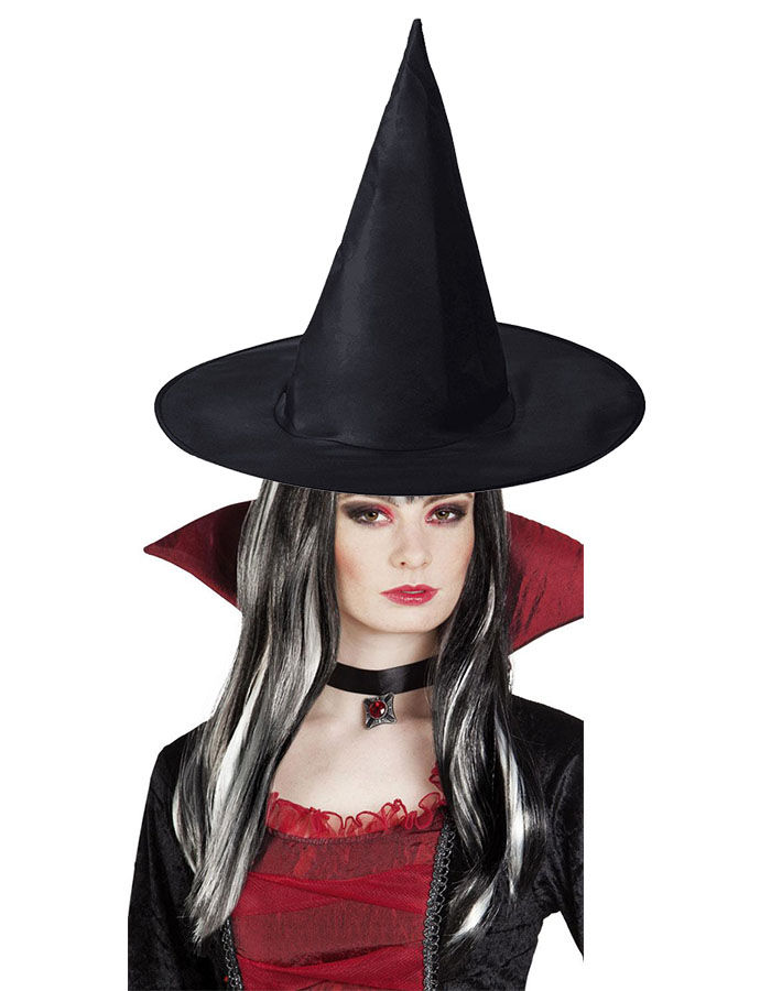 Siyah Beyaz Dracula Cadı Peruğu - Siyah Cadı Şapkası (CLZ)