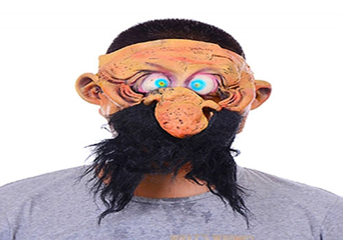 Siyah Kabasakallı Büyük Burun Pörtlek Gözlü Lateks Mağara Adamı Maskesi (CLZ)