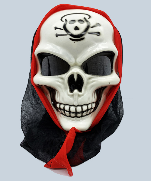 Siyah Pelerinli Danger Baskılı Dişli İskelet Kuru Kafa Maske 24x16 cm (CLZ)