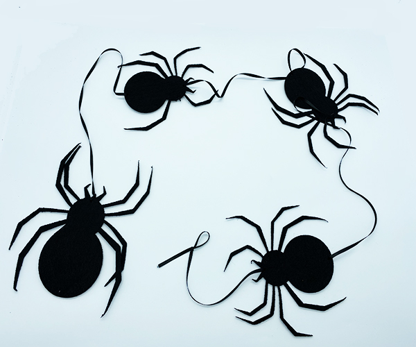 Siyah Renk Asma Süs Dekorasyon Örümcekler 4 Adet 1.5 Metre (CLZ)
