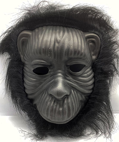 Siyah Renk Eva Goril Maskesi - Siyah Peluşlu Tüylü Orangutan Maskesi (CLZ)