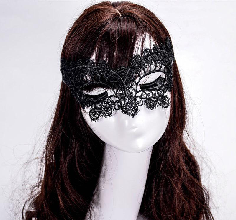 Siyah Renk Dantel Kesim Dantel İşlemeli Balo Parti Maskesi 10 No (CLZ)