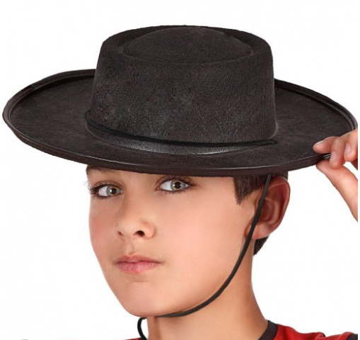 Siyah Renk Keçe Flamenko Şapkası Çocuk Boy (CLZ)