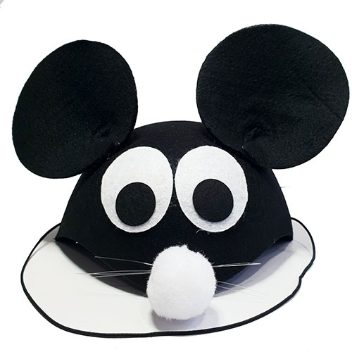 Siyah Renk Kulaklı Fare Şapkası Hayvan Şapkası (CLZ)