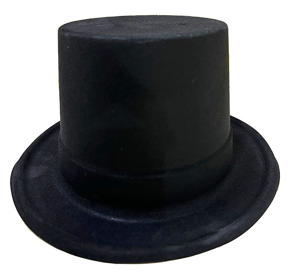Siyah Renk Plastik Nubuk Kadife Kaplama Fötr Şapka 11 cm (CLZ)