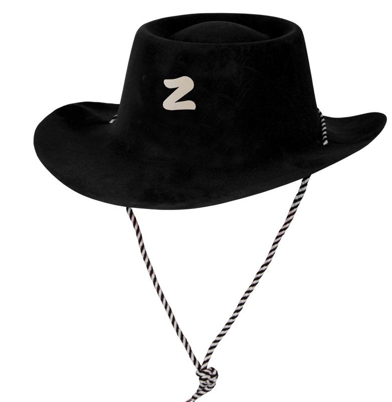 Siyah Renk Plastik Üzeri Kadife Kaplama Çocuk Zorro Şapkası Bağcıklı (CLZ)