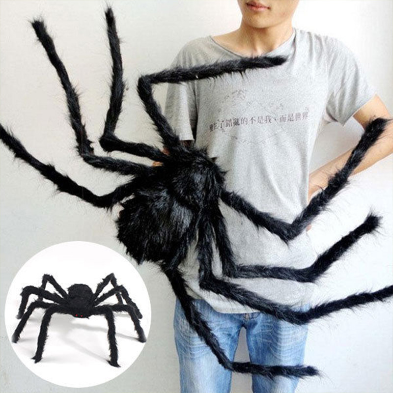 Siyah Renk Tüylü Şekil Verilebilir Halloween Mega Örümcek 75 cm (CLZ)