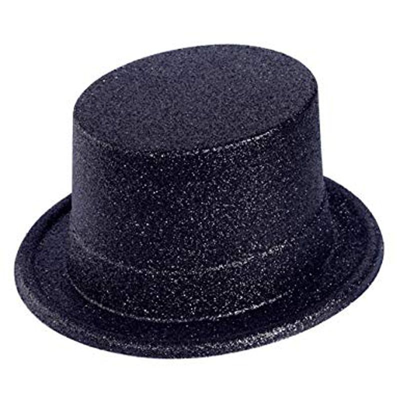 Siyah Renk Uzun Plastik Simli Parti Şapkası (CLZ)