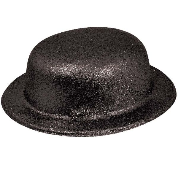 Siyah Renk Yuvarlak Simli Plastik Parti Şapkası (CLZ)