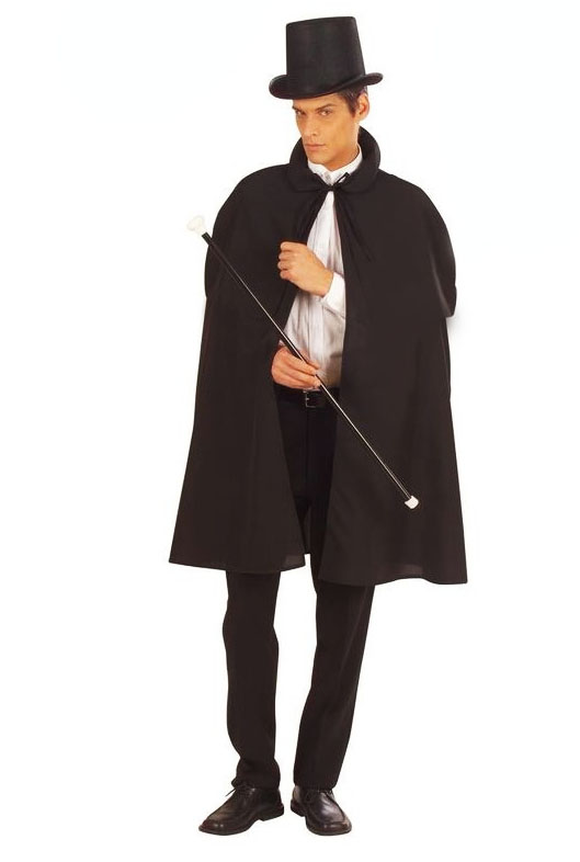 Siyah Sihirbaz Pelerini 120 cm ve Sihirbaz Şapkası 12 cm Yetişkin Boy (CLZ)