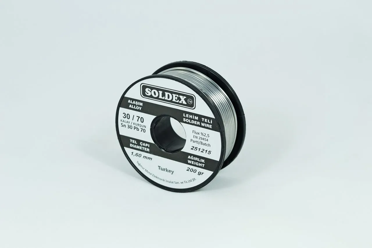 Soldex 30-70 Lehim Teli 200 Gr 1,6 mm Sn:30 - Pb:70