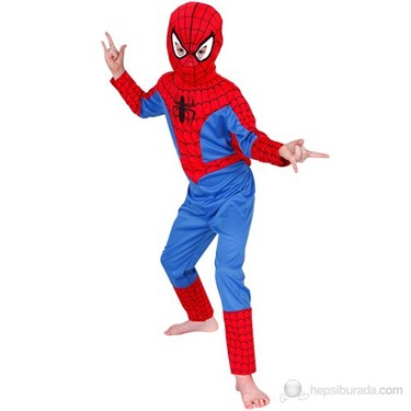 Spiderman Kostümü Çocuk - Maskeli Örümcek Adam Kostümü (CLZ)