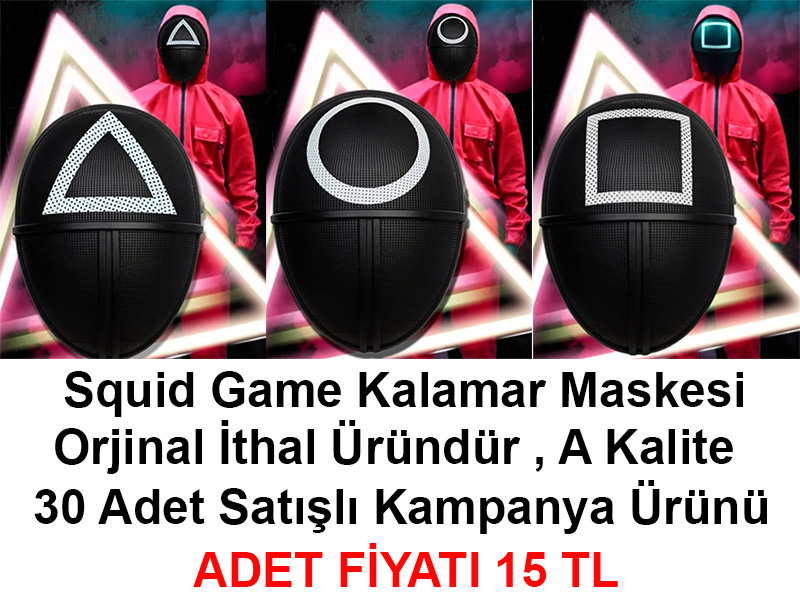 Squid Game Maskesi 3 Model Toplam 30 Adet İthal Orjinal A Kalite Maske - Kampanya Ürünü (CLZ)
