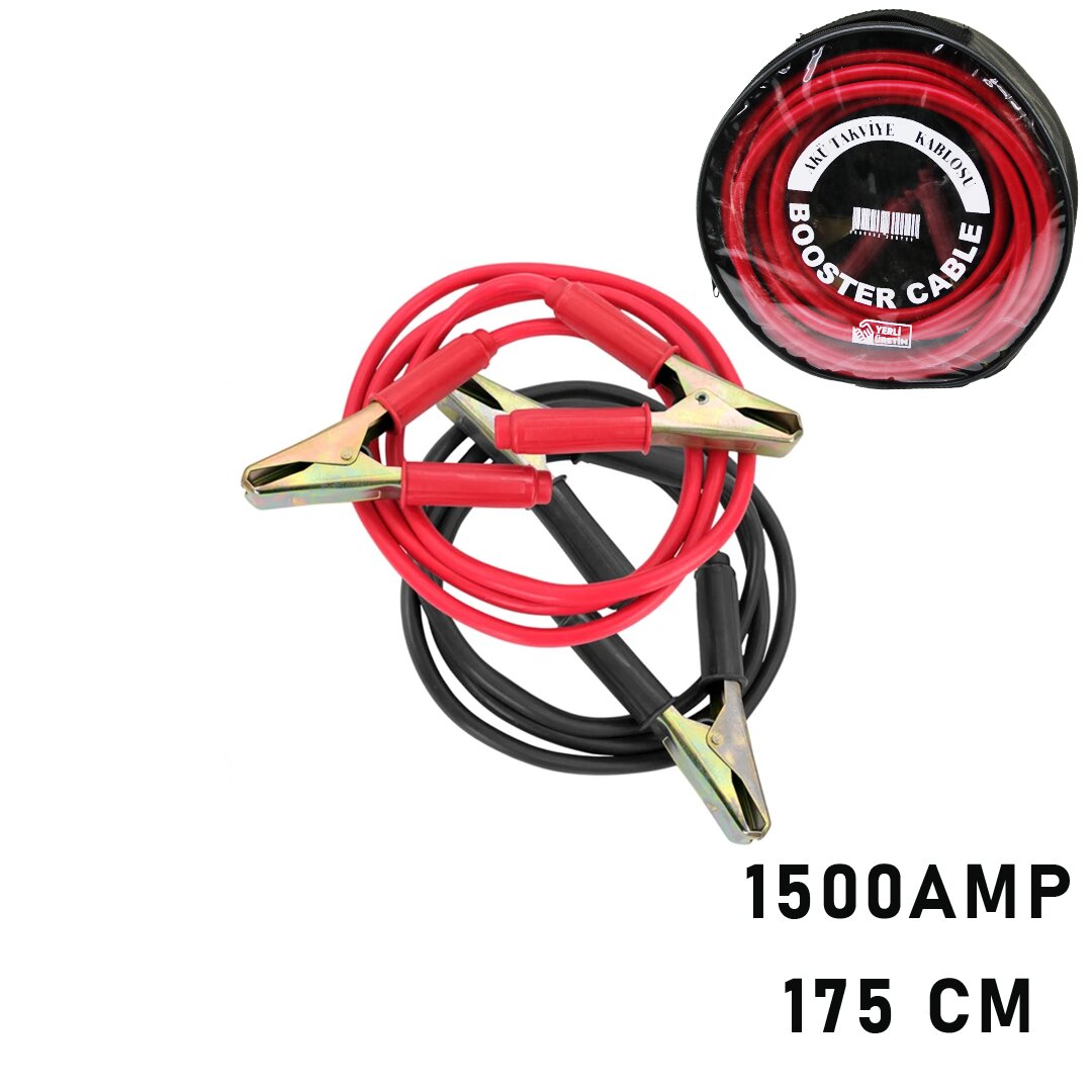 1500 AMPER KAMYON İÇİN AKÜ TAKVİYE KABLOSU 175CM - PENCERELİ BEZ ÇANTALI