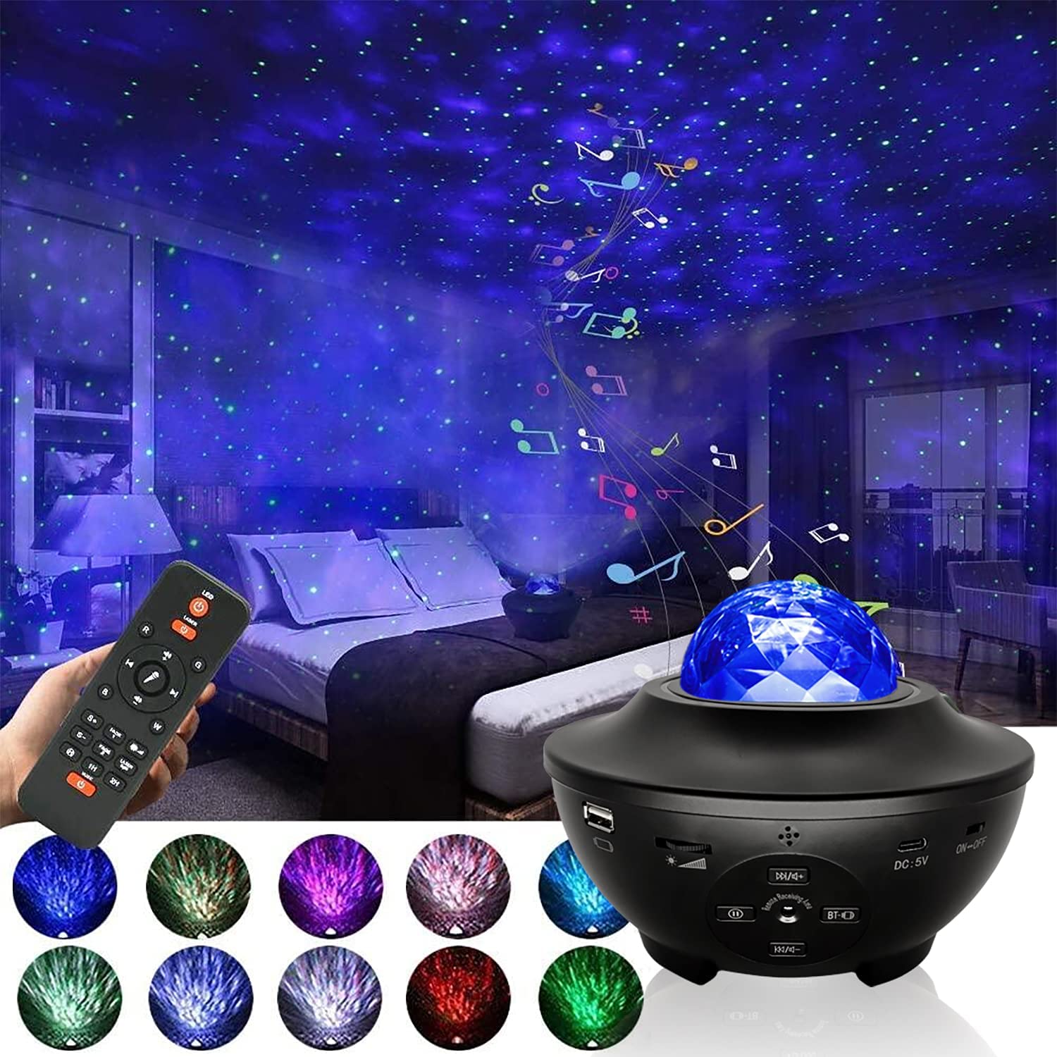 Starry Projektör Bluetooth Hoparlör+Sese Duyarlı Disko Topu+ USB Mp3 Çalar+Parti, Gece Lambası Starry Projektör Bluetooth Hoparlör+Sese Duyarlı Disko Topu+ USB Mp3 Çalar+Parti, Gece Lambası