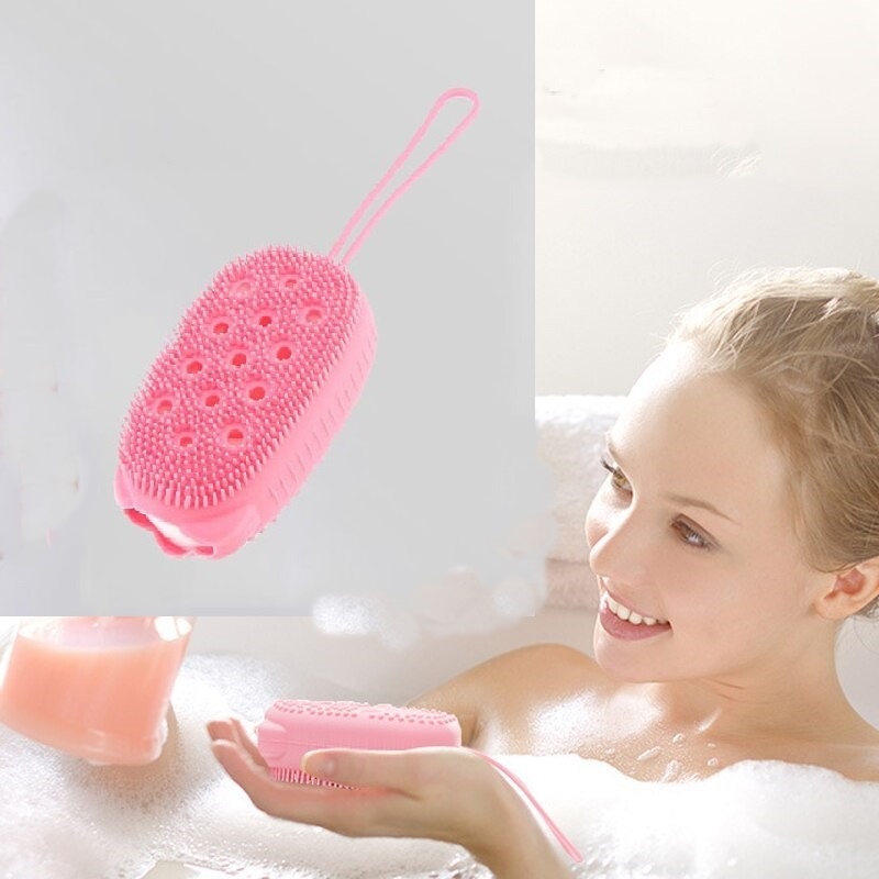 CLZ174 Süngerli Silikon Duş Fırçası - Peeling Banyo Kesesi