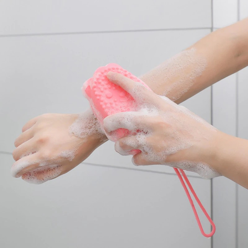 CLZ174 Süngerli Silikon Duş Fırçası - Peeling Banyo Kesesi