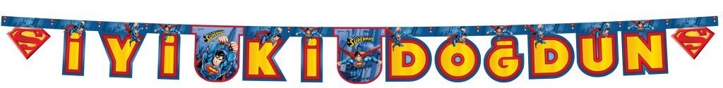 Superman Temalı Rengarenk İyiki Doğdun Yazılı Flama Bayrak Süsleme 2 Metre (CLZ)
