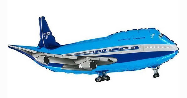 Mavi Renk Yolcu Uçağı Folyo Balon 80 cm (CLZ)