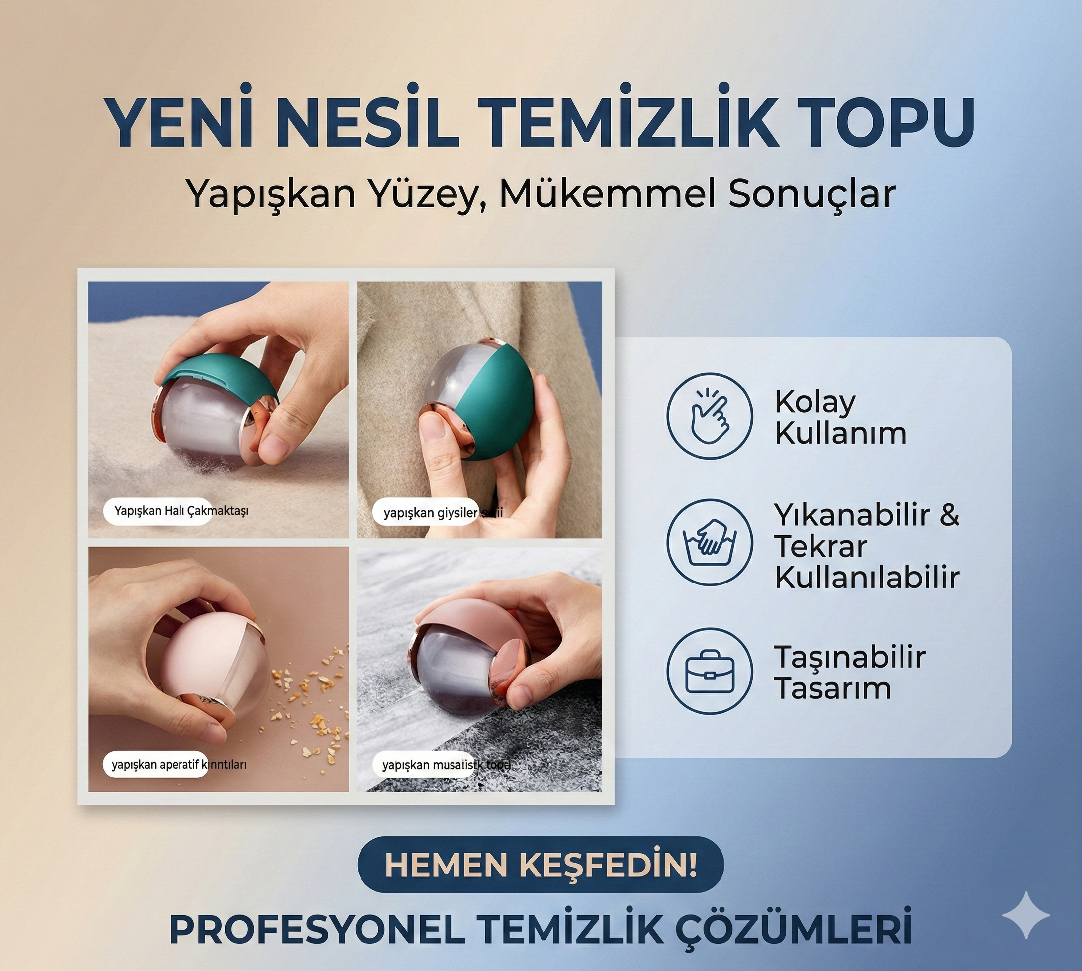 Taşınabilir Yıkanabilir Giysiler Yapışkan Saç Topu
