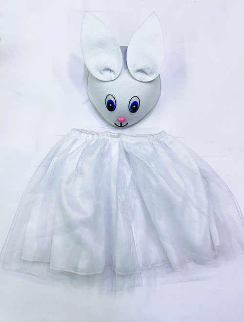Tavşan Kostümü Beyaz - 23 Nisan Tavşan Şapka ve Tütü Etek Seti 2 Parça (CLZ)