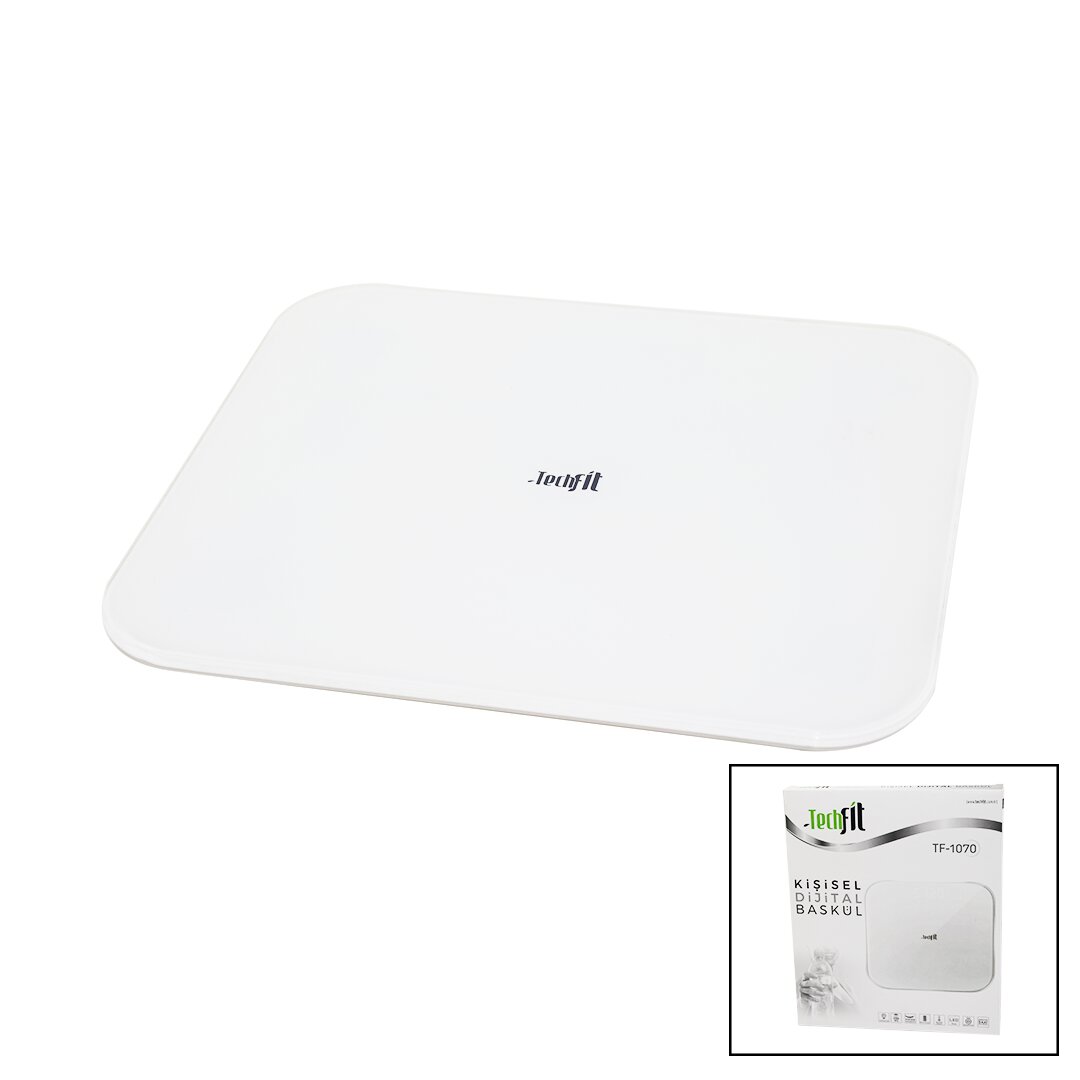 GİZLİ EKRAN -SOFT BEYAZ CAM ZEMİN DİJİTAL BASKÜL TERAZİ 180KG SENSÖR -LED EKRAN -ODA℃ TF-1070