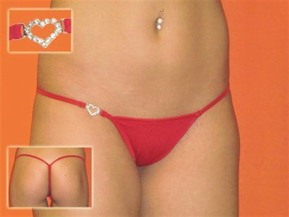 -RED Gümüş Kalp ve Taşlı Seksi Tanga