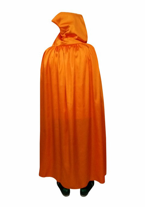 Turuncu Renk Kapişonlu Halloween Pelerin 140 cm (CLZ)