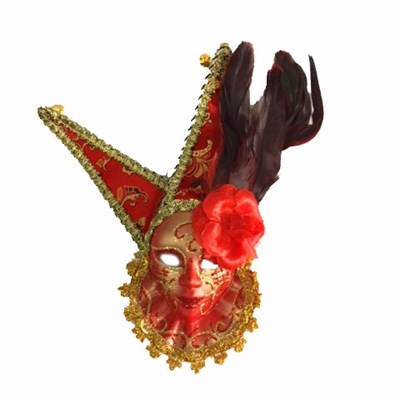 Tüylü Dekoratif Seramaik Maske Kırmızı Renk (CLZ)