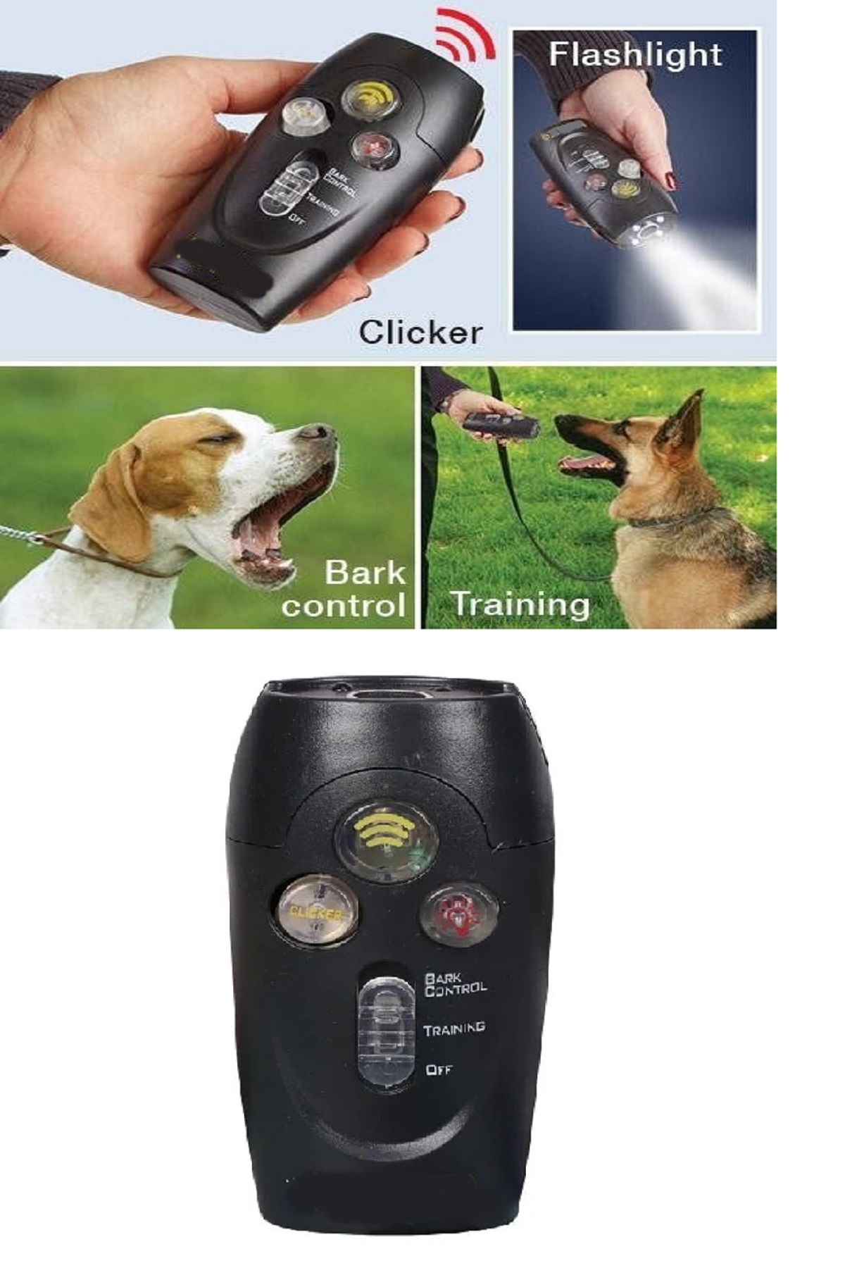 CLZ174 Ultrasonik 4 Fonksiyonlu Köpek Eğitim Kiti – Fenerli Clicker Köpek Eğitim Komuta Sistemi