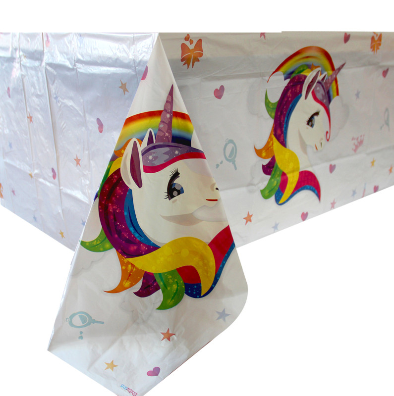 Unicorn Temalı Plastik Masa Örtüsü 120x180 cm (CLZ)