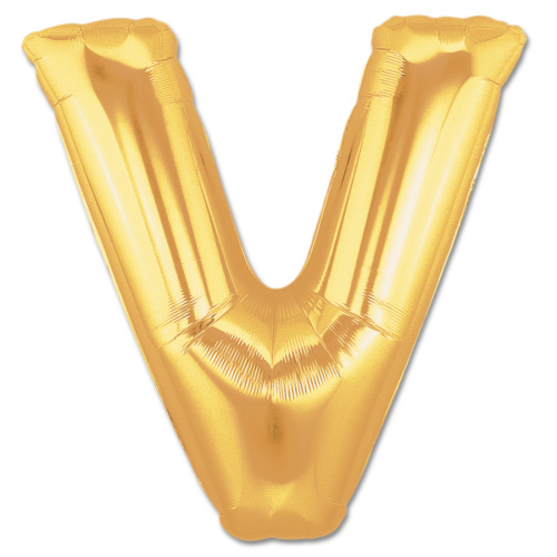 V Harf Folyo Balon Altın Renk  40 inç (CLZ)