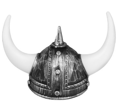 Yetişkin Boy Gümüş Renk Beyaz Boynuzlu Büyük Viking Başlığı Şapkası (CLZ)