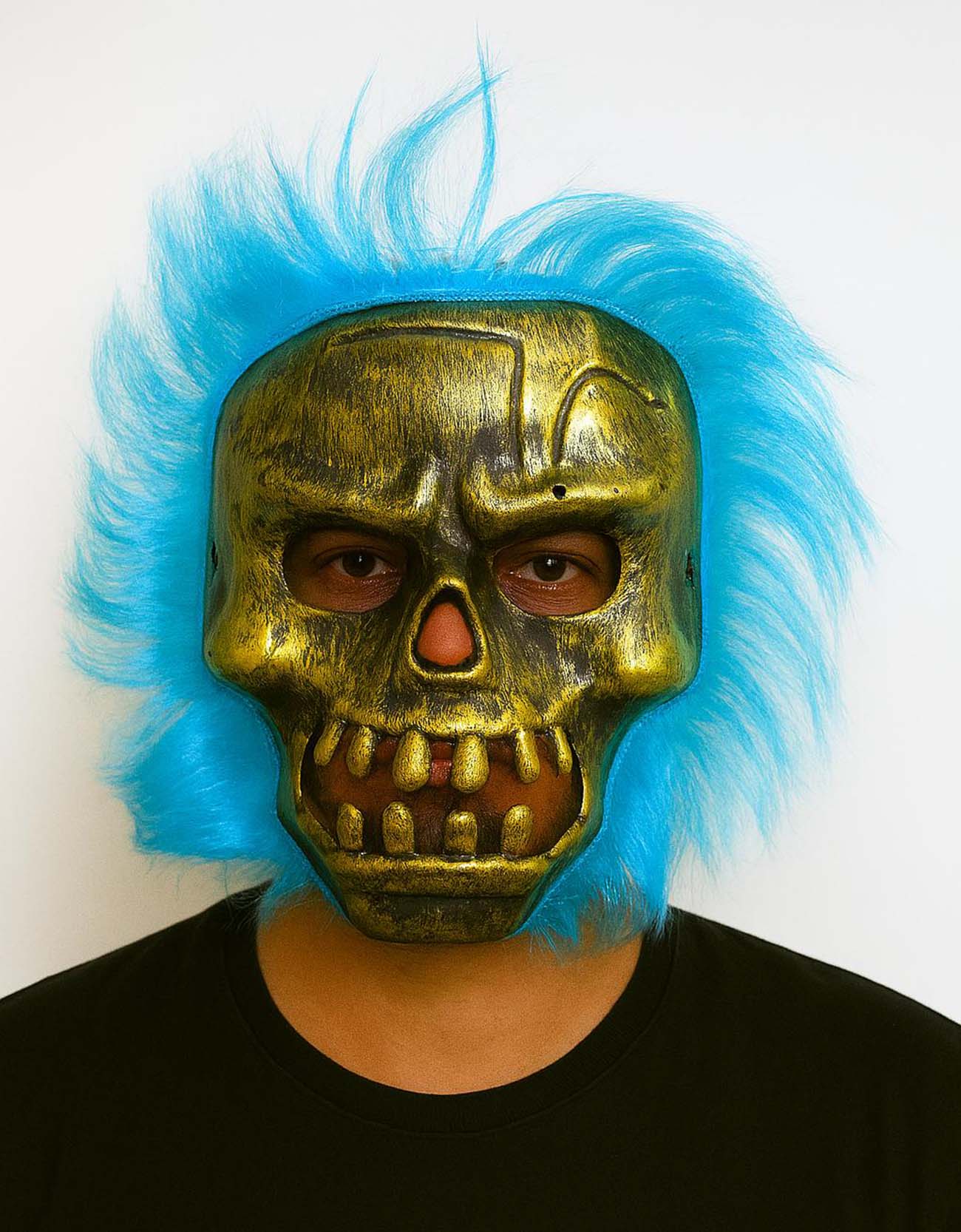 Wild Skull - Bakır Kafatası Turkuaz Saçlı İskelet Maske Wild Skull - Bakır Kafatası Turkuaz Saçlı İskelet Maske