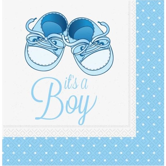 Yeni Doğan Erkek Bebek Peçete Mavi Patikler 20 Adet (CLZ)