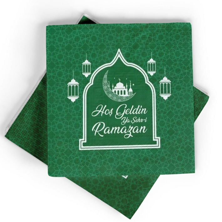 Yeşil Renk Hoşgeldin Ya Şehr-i Ramazan Kağıt Peçete 20 Adet (CLZ)