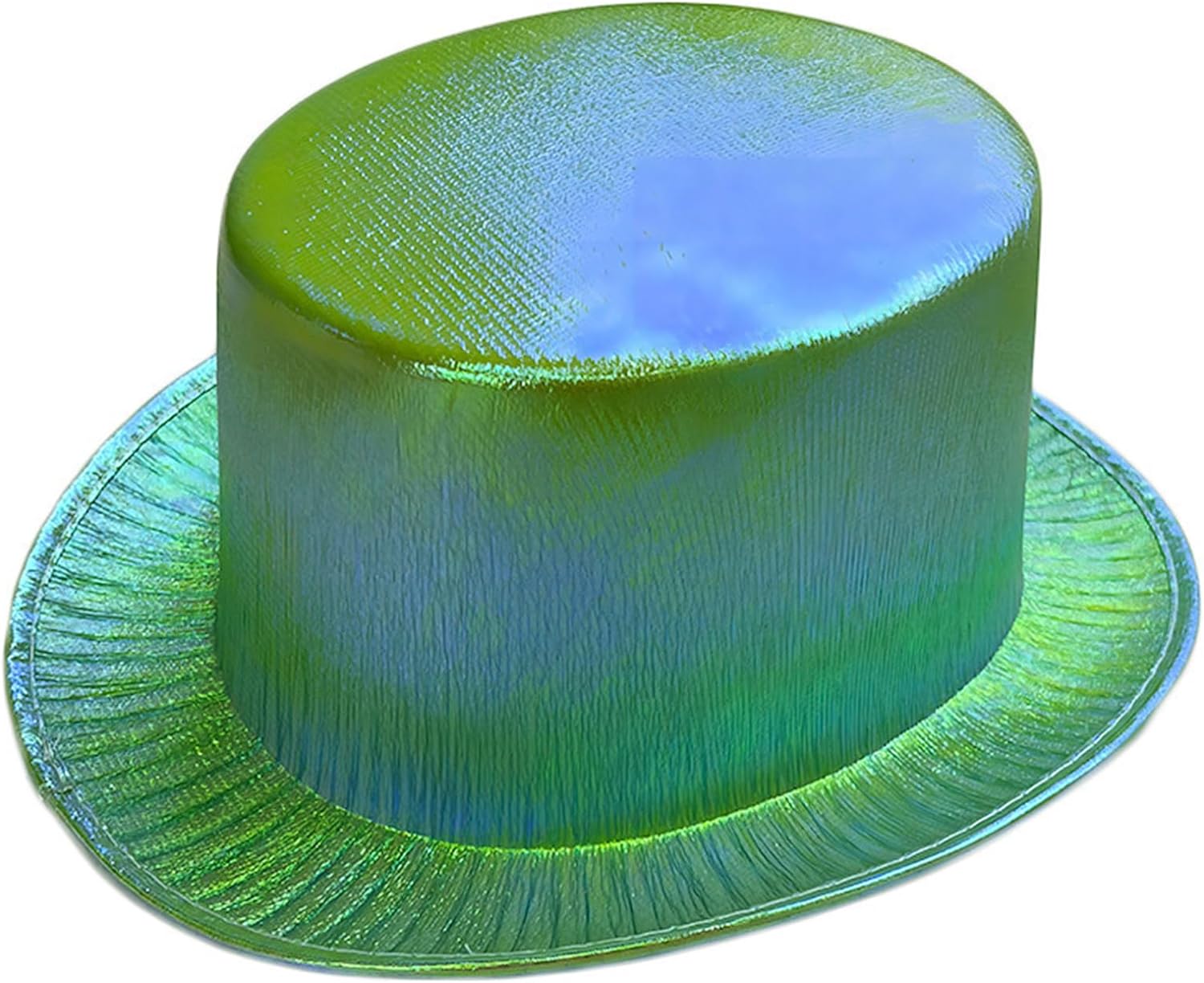 Yeşil Renk Işıltılı Hologram Kumaş Kaplama Fötr Silindir Şapka Yetişkin Boy  (CLZ)