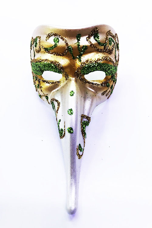 Yeşil Renk İşlemeli Seramik Malzemeden İmal Venedik Uzun Maske Magnet (CLZ)