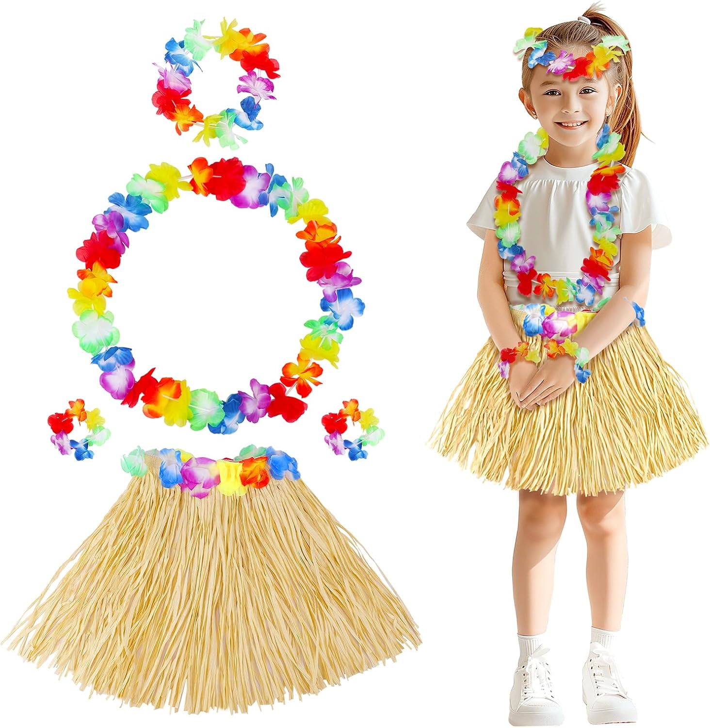 Yetişkin Çocuk Hawaii Parti Seti - 40 cm Naturel Etek + Çiçek Aksesuarlar (5 Parça) Yetişkin Çocuk Hawaii Parti Seti - 40 cm Naturel Etek + Çiçek Aksesuarlar (5 Parça)
