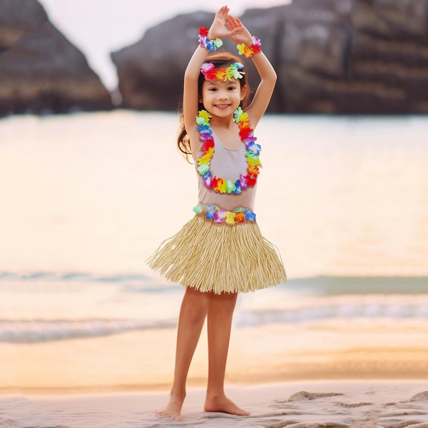 Yetişkin Çocuk Hawaii Parti Seti - 40 cm Naturel Etek + Çiçek Aksesuarlar (5 Parça) Yetişkin Çocuk Hawaii Parti Seti - 40 cm Naturel Etek + Çiçek Aksesuarlar (5 Parça)