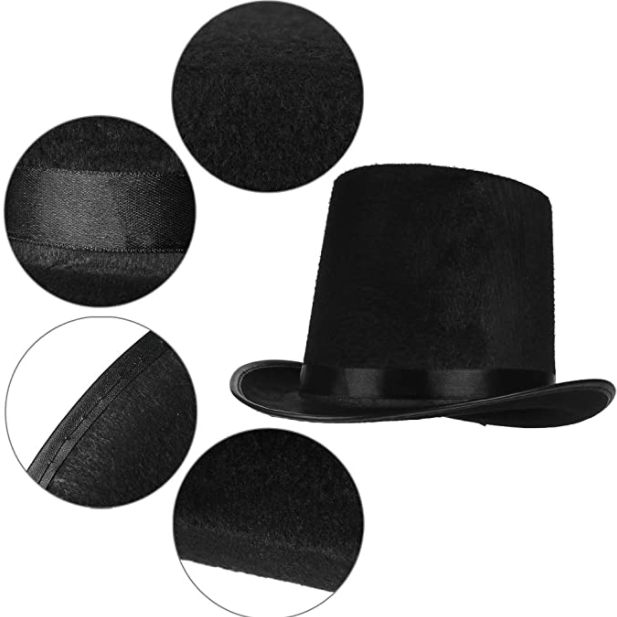 Yetişkinler İçin Siyah Renk Ringmaster Sihirbaz Şapkası Silindir Şapka (CLZ)