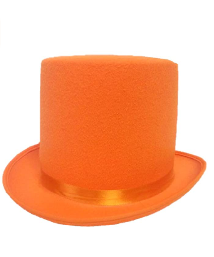 Yetişkinler İçin Turuncu Renk Ringmaster Sihirbaz Şapkası Fötr Şapka (CLZ)