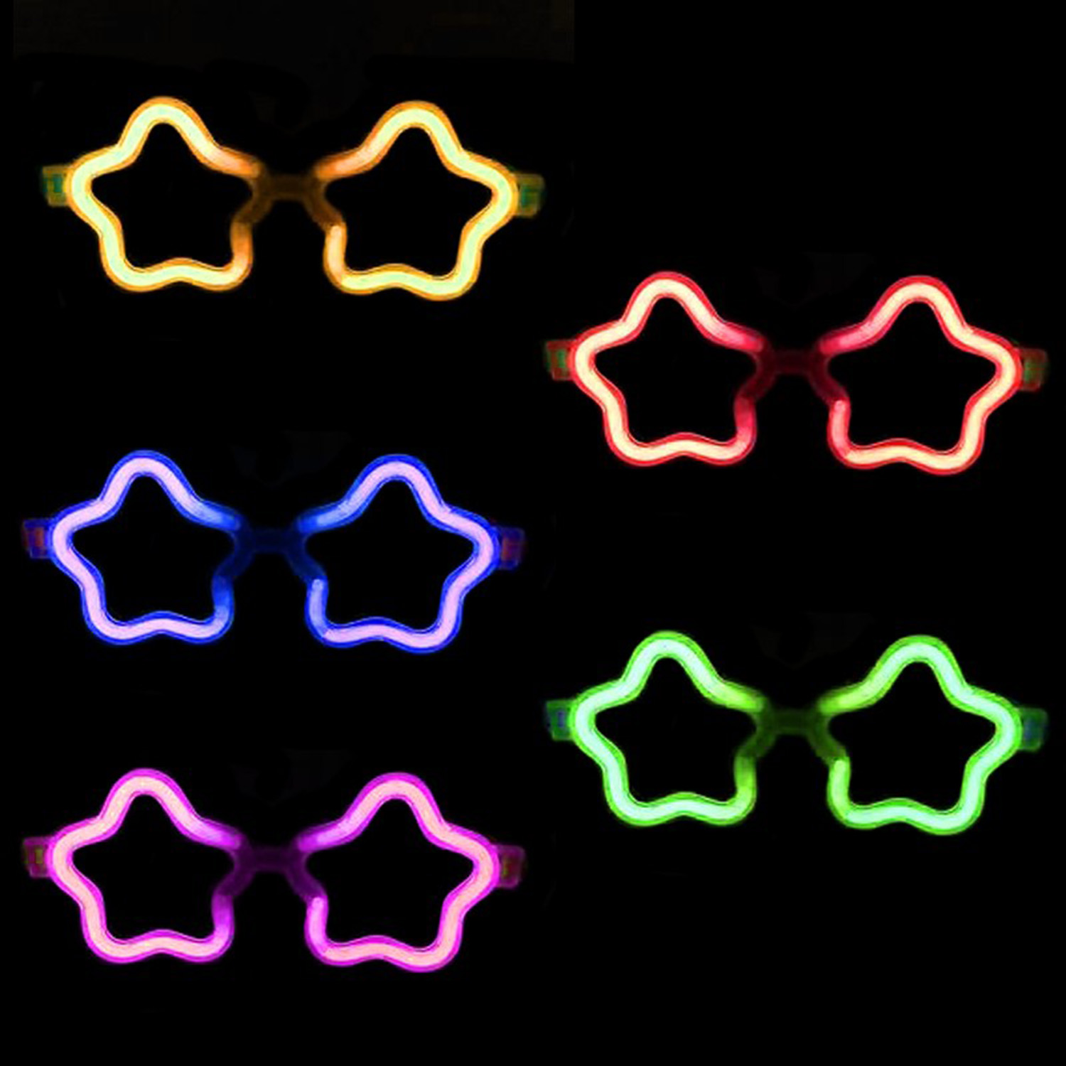 Yıldız Glow Gözlük - Yıldız Şekilli Glow Stick Gözlüğü - Glow Partisi Gözlük 12 Adet (CLZ)