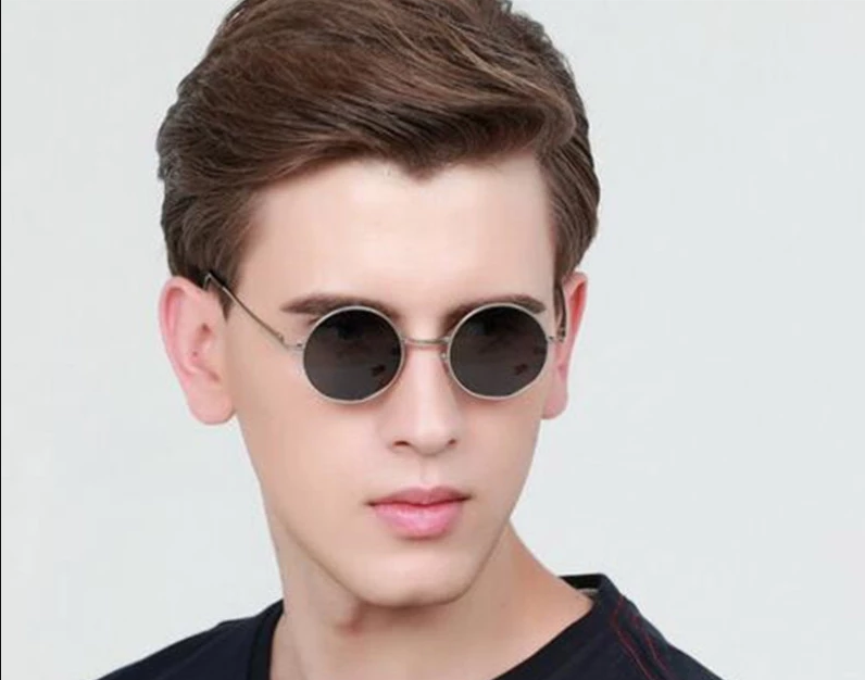 Yuvarlak Cam John Lennon Tarzı Gümüş Çerçeveli Siyah Gözlük  (CLZ)