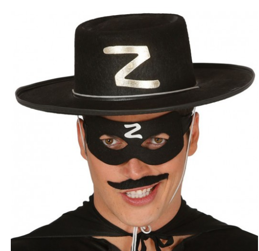 Z Logolu Yetişkin Zorro Şapkası ve Zorro Maskesi (CLZ)