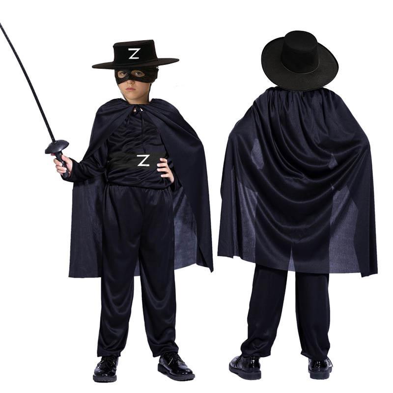 Zorro Kara Şövalye Kostümü - Zorro Kostümü Çocuk Boy 11-12 Yaş (CLZ)