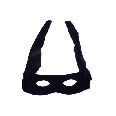 İp Bağlama Aparatlı Zorro Maskesi Hırsız Maskesi Siyah Renk (CLZ)